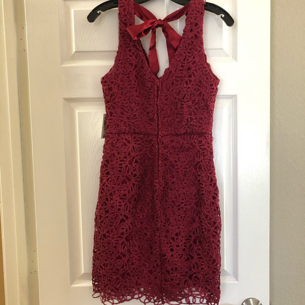 B Darlin burgundy lined lace dress size 9/10